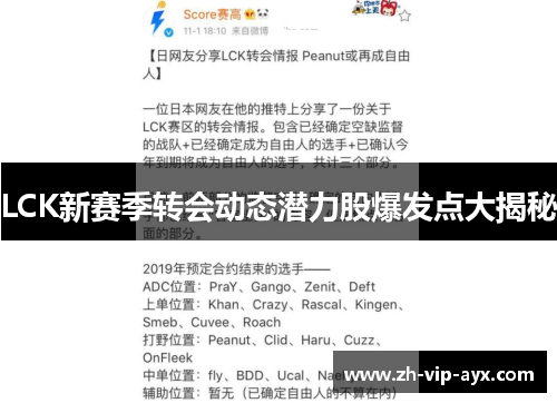 LCK新赛季转会动态潜力股爆发点大揭秘